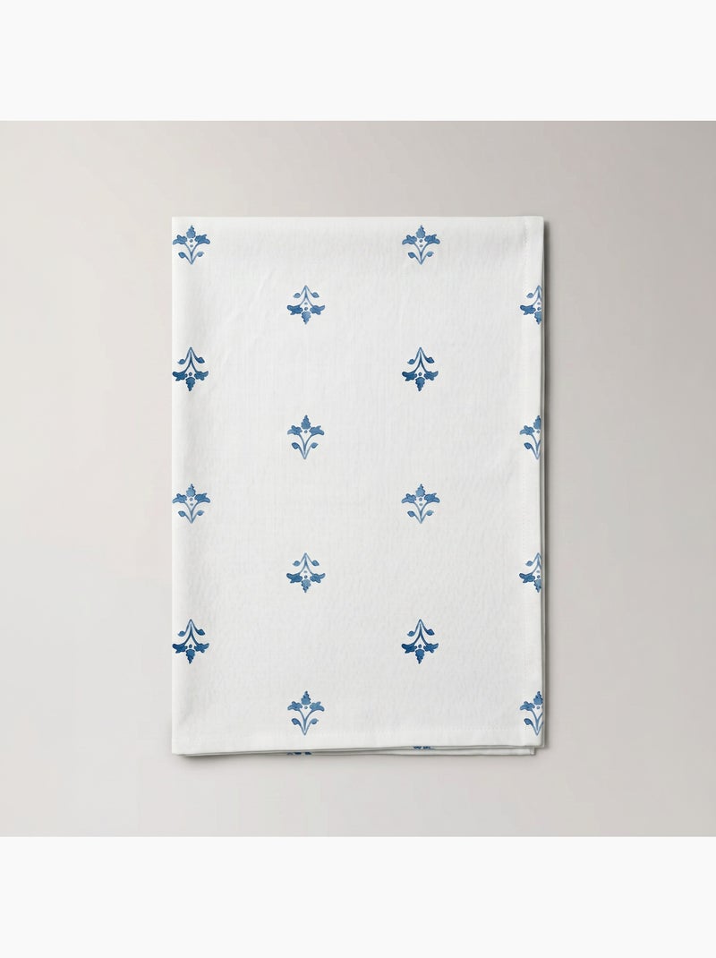 Nappe imprimée anti-taches style méditerranéen, motif floral - Gamusi Bleu - Kiabi