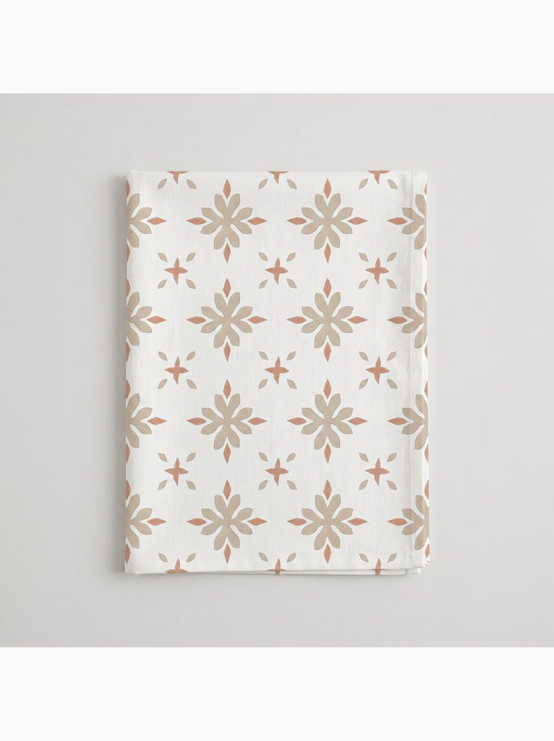 Nappe imprimée anti-taches style méditerranéen, motif géométrique floral - Gamusi Brique - Kiabi