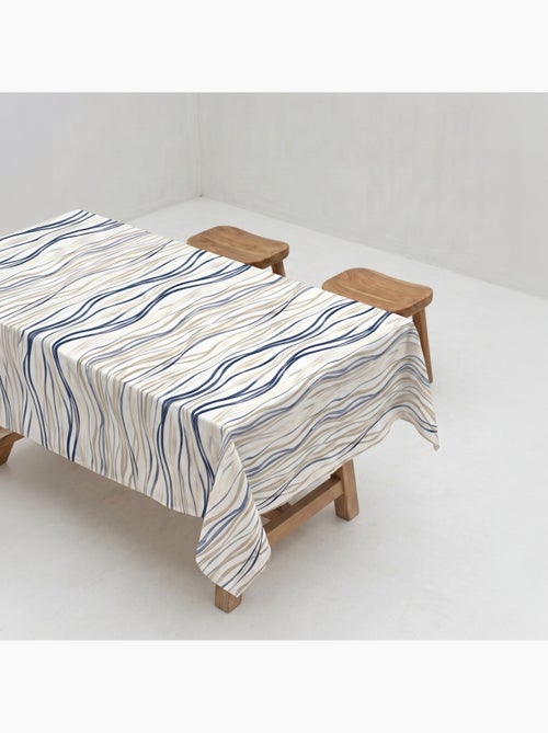 Nappe imprimée anti-taches style méditerranéen, rayures asymétriques - Gamusi - Kiabi Nappe imprimée anti-taches style méditerranéen, rayures asymétriques - Gamusi - Kiabi