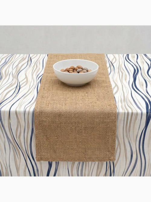Nappe imprimée anti-taches style méditerranéen, rayures asymétriques - Gamusi - Kiabi Nappe imprimée anti-taches style méditerranéen, rayures asymétriques - Gamusi - Kiabi