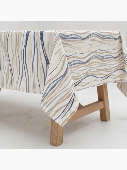 Nappe imprimée anti-taches style méditerranéen, rayures asymétriques - Gamusi - Kiabi Nappe imprimée anti-taches style méditerranéen, rayures asymétriques - Gamusi - Kiabi