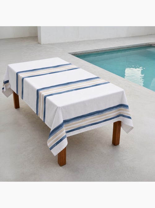 Nappe imprimée anti-taches style méditerranéen, rayures horizontales - Gamusi - Kiabi Nappe imprimée anti-taches style méditerranéen, rayures horizontales - Gamusi - Kiabi