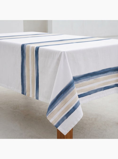 Nappe imprimée anti-taches style méditerranéen, rayures horizontales - Gamusi - Kiabi Nappe imprimée anti-taches style méditerranéen, rayures horizontales - Gamusi - Kiabi