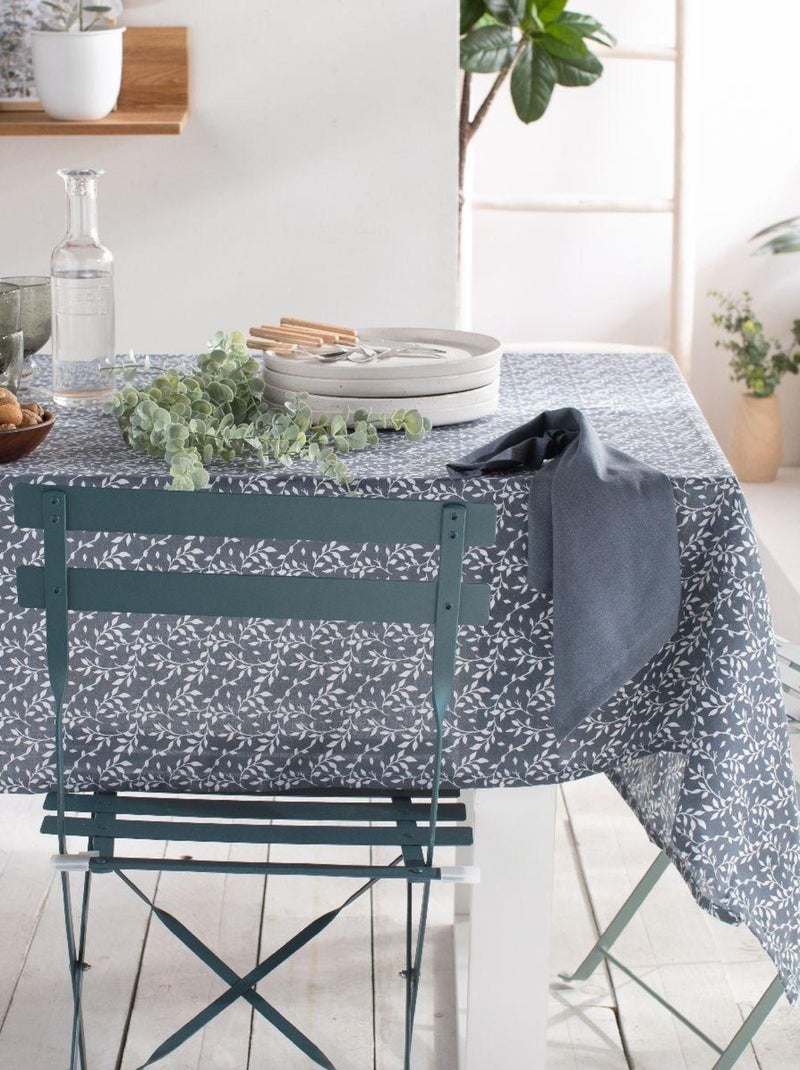Nappe imprimée FLOWER GARDEN Bleu gris - Kiabi