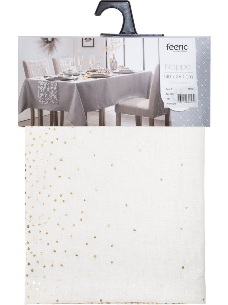 Nappe imprimée léopard 140 x 360 cm blanc et or ASTA Blanc - Kiabi