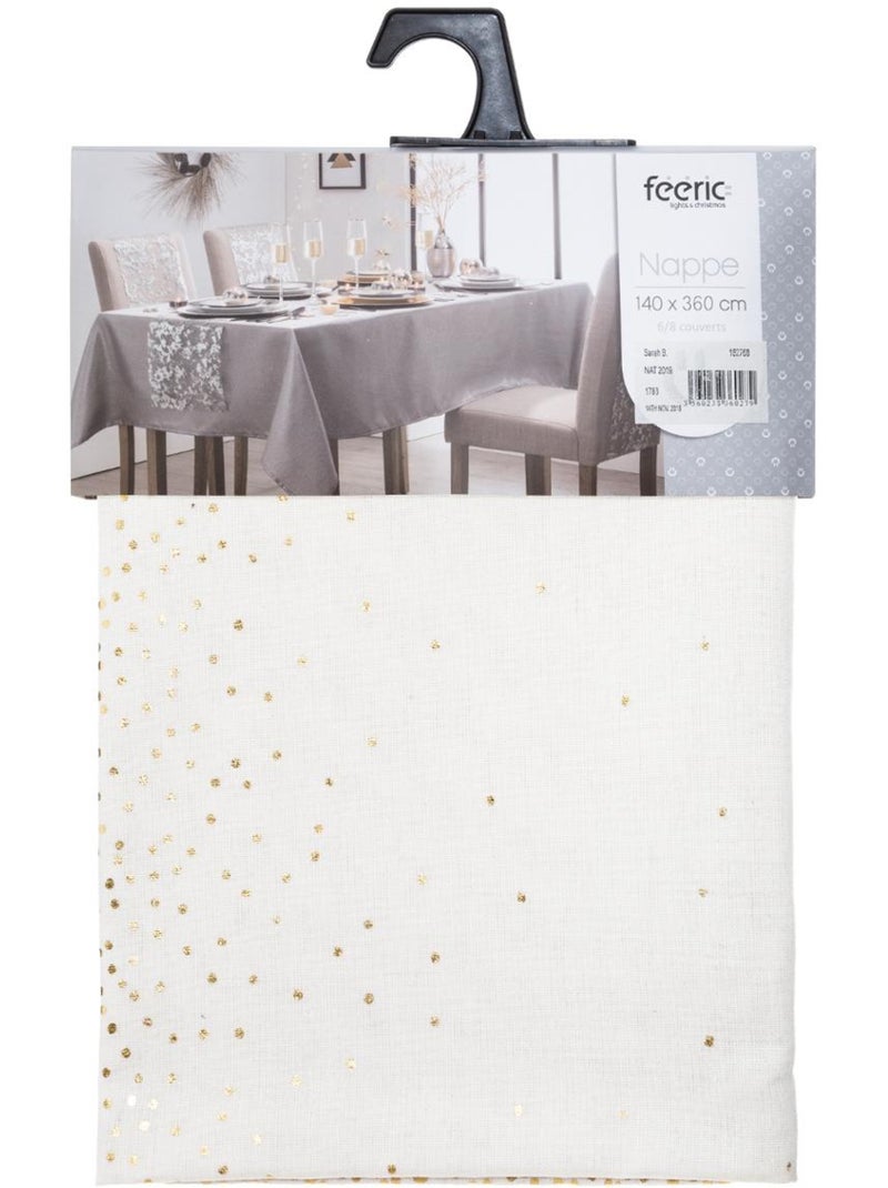 Nappe imprimée léopard 140 x 360 cm blanc et or ASTA Blanc - Kiabi