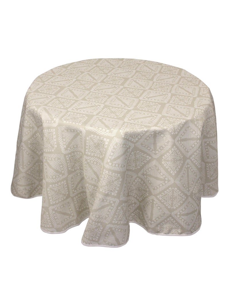 Nappe imprimée polyester BOHO Rond Beige grès - Kiabi