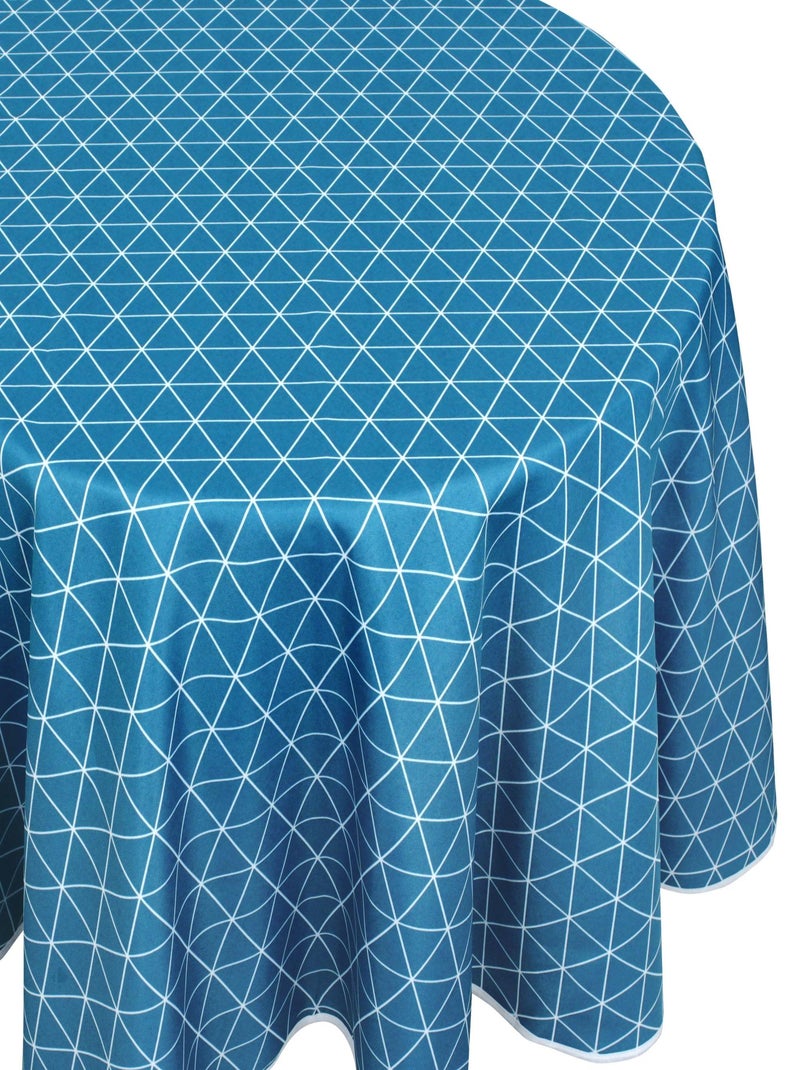 Nappe imprimée polyester PACO géométrique Ovale Bleu céladon - Kiabi