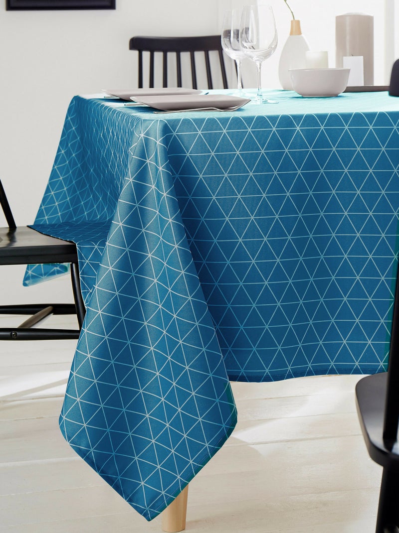 Nappe imprimée polyester PACO géométrique Rectangulaire Bleu céladon - Kiabi