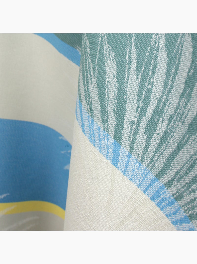 Nappe Jacquard coton PALMIER + enduction acrylique Ovale Bleu lagon - Kiabi