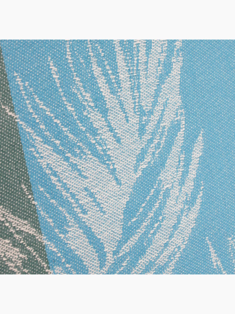 Nappe Jacquard coton PALMIER + enduction acrylique Ovale Bleu lagon - Kiabi