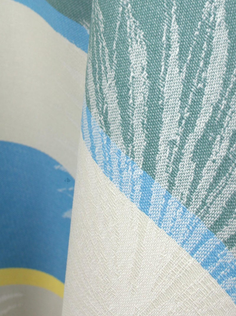 Nappe Jacquard coton PALMIER + enduction acrylique Rond Bleu lagon - Kiabi