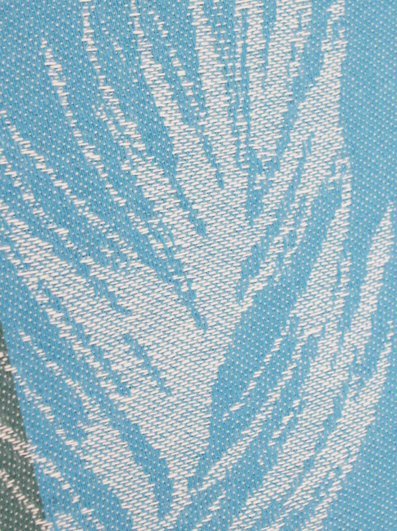 Nappe Jacquard coton PALMIER + enduction acrylique Rond Bleu lagon - Kiabi