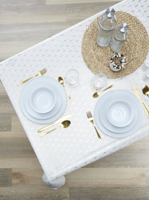 Nappe motif géométrique doré 140x250cm - Kiabi