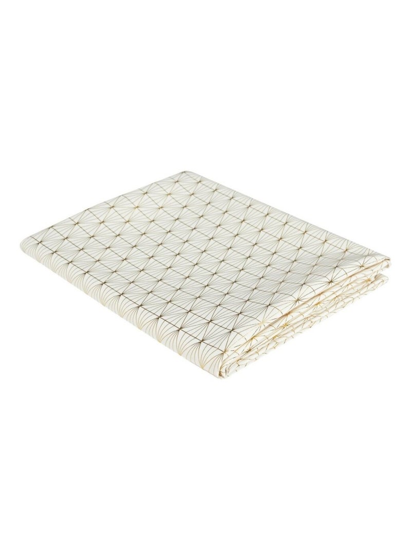 Nappe motif géométrique doré 140x250cm Blanc - Kiabi