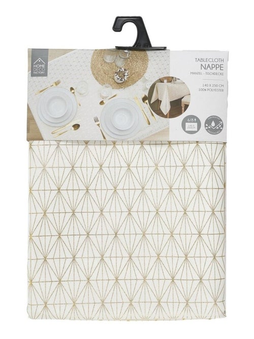 Nappe motif géométrique doré 140x250cm - Kiabi