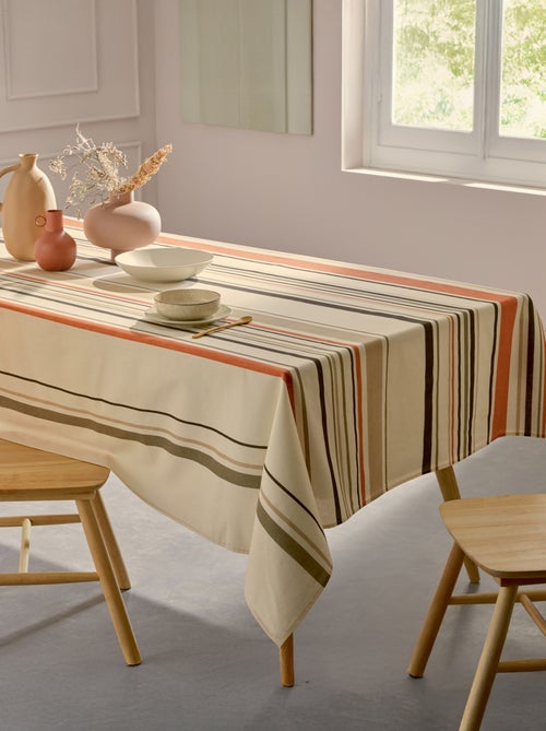 Nappe ovale coton enduit rayures basque - Kiabi Nappe ovale coton enduit rayures basque - Kiabi