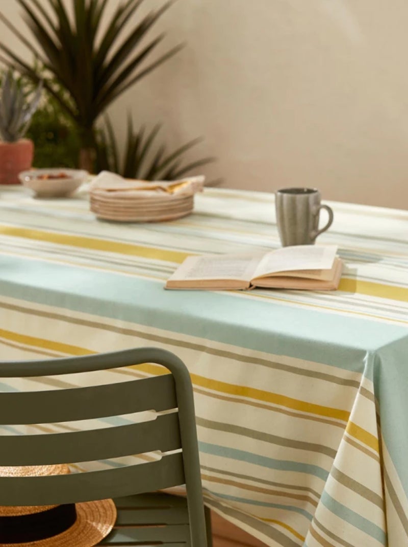 Nappe ovale coton enduit rayures basque Bleu - Kiabi