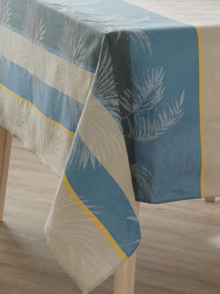 Nappe ovale tropicale à jacquard enduit