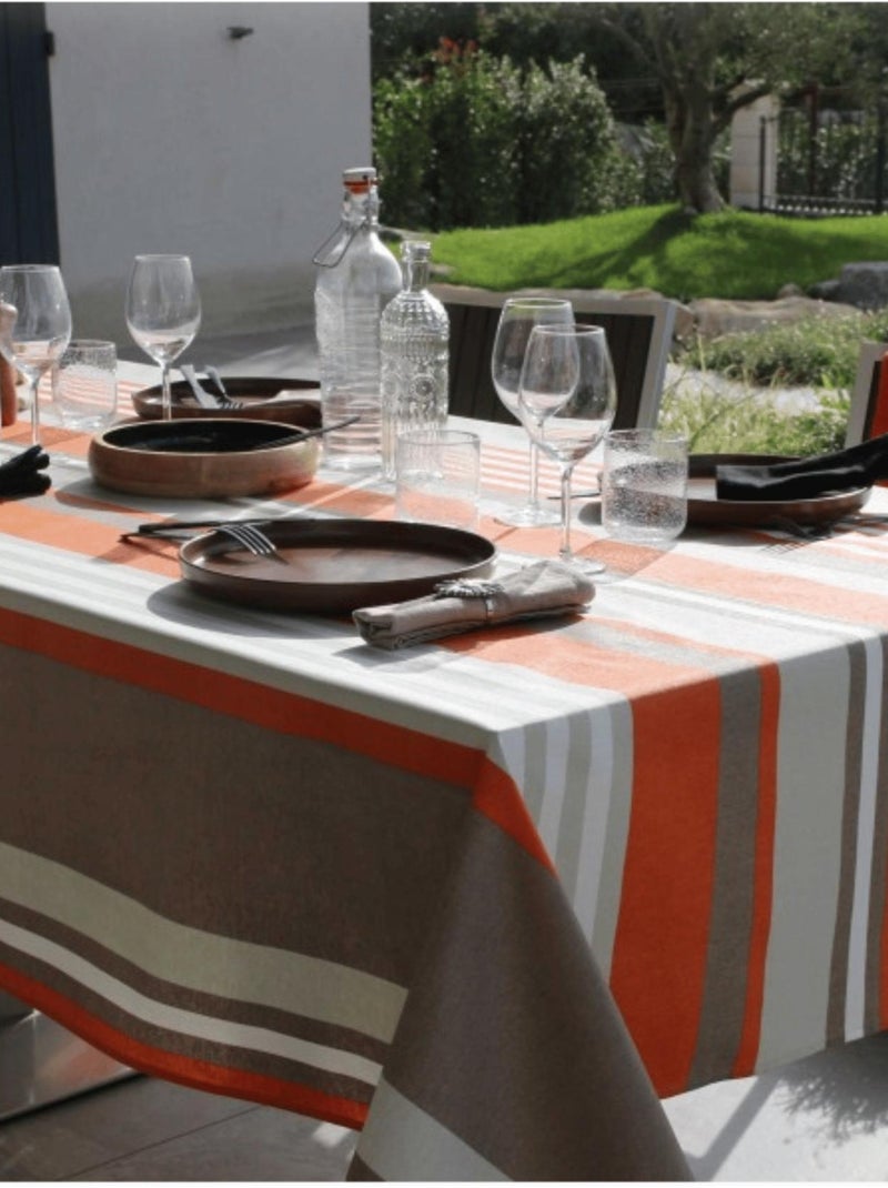 Nappe plastifiée à rayures extérieure Orange - Kiabi