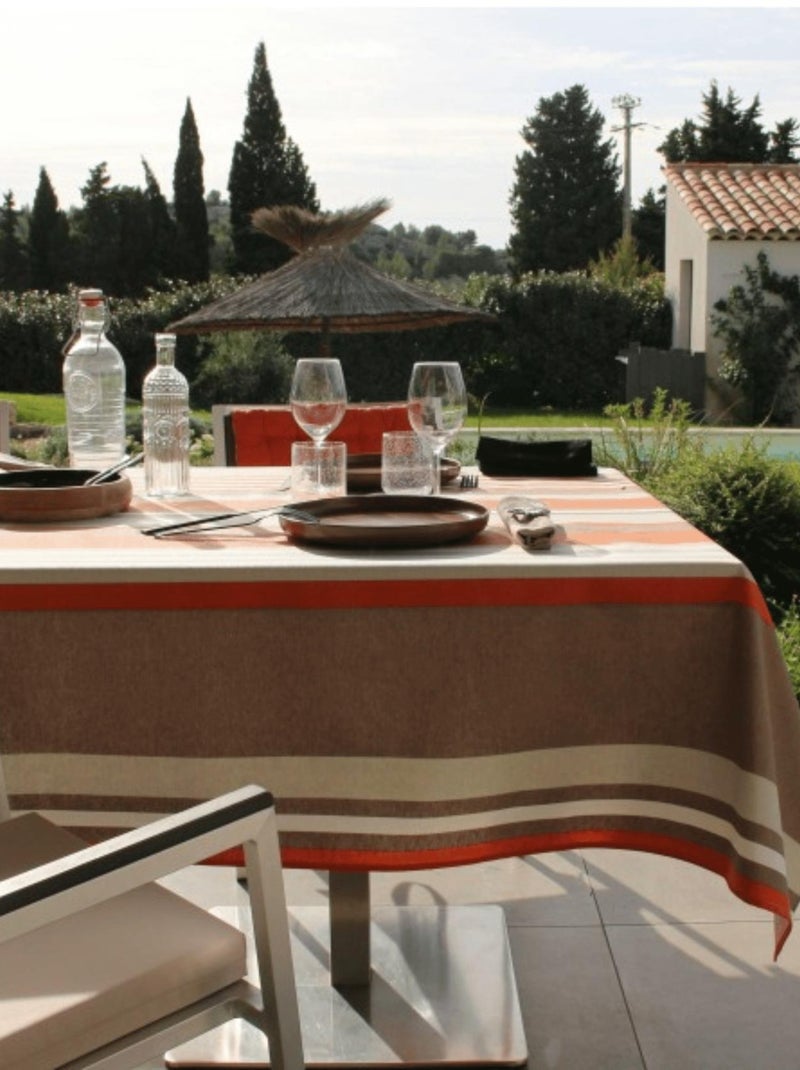 Nappe plastifiée à rayures extérieure Orange - Kiabi