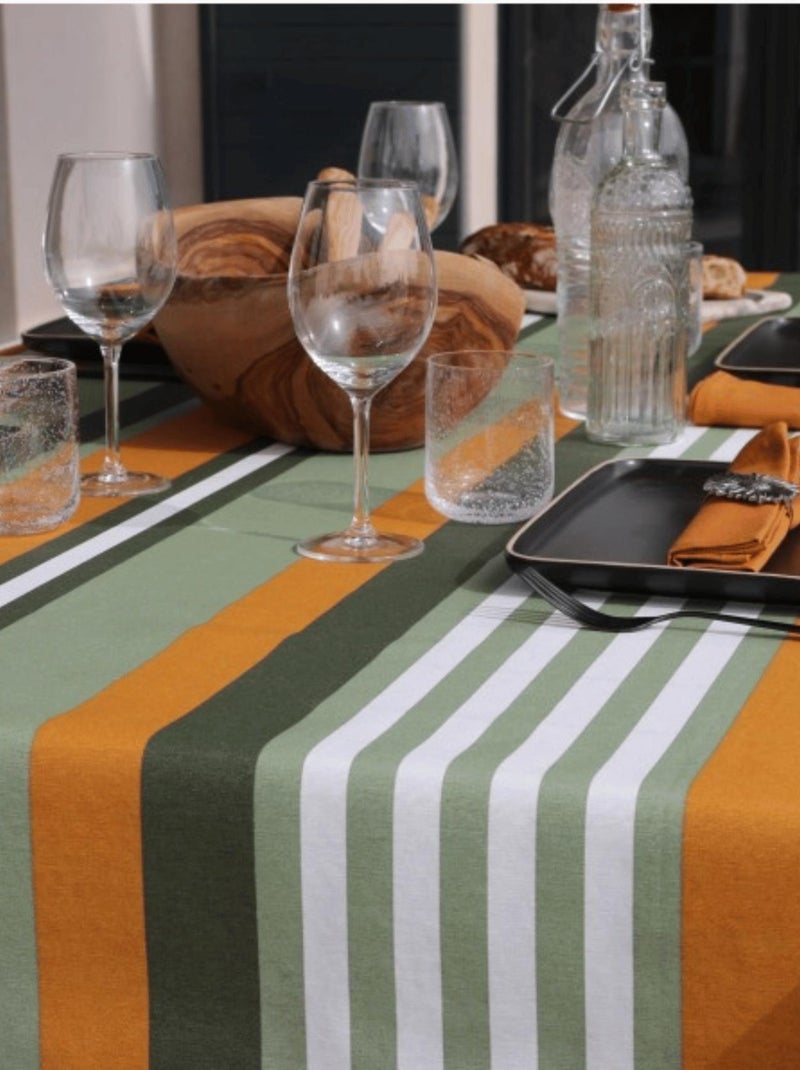 Nappe plastifiée à rayures extérieure Vert - Kiabi