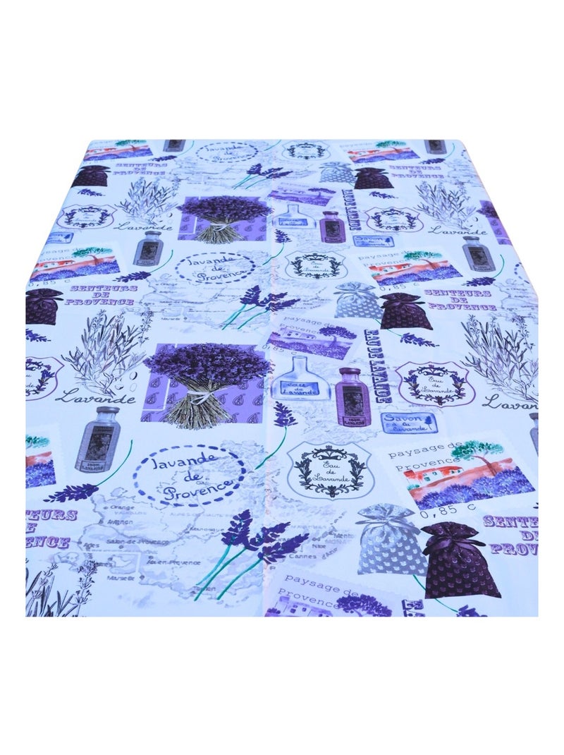 Nappe Provençale Anti-Tâche, 100% Polyester Lavandine Blanc - Kiabi