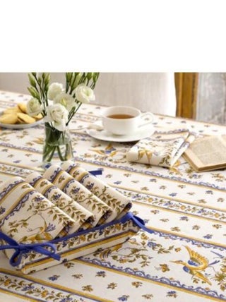 Nappe Provençale Rectangle Anti-Tâche Moustier Bleu 100% Polyester