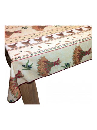 Nappe Provençale Rectangle Anti-Tâches - Bouquet De Blé Beige