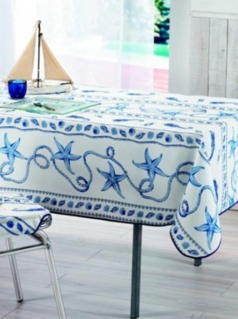 Nappe Provençale Rectangle ou Ronde Anti-Tâche Marin Blanc 100% Polyester Blanc - Kiabi