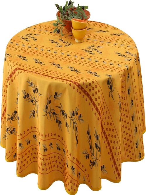 Nappe Provençale Ronde Anti-Tâche Olivou 100% Polyester - Kiabi