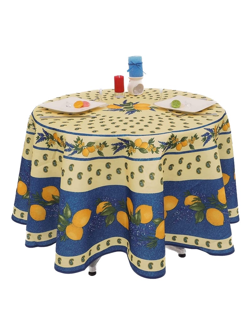 Nappe provençale ronde anti-tâches polyester - Promo Linge Bleu - Kiabi