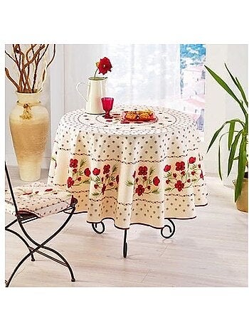 Nappe Provençale Tissu Ronde - Coquelicot Anti-tâches