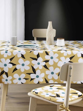 Nappe Rectangle (140 x 240 cm) Darcy Moutarde, Microfibre Imprimée