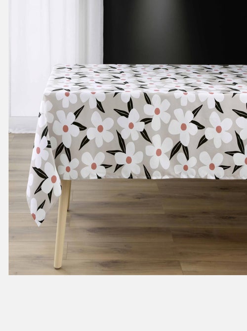 Nappe Rectangle (140 x 240 cm) Darcy Naturel, Microfibre Imprimée - Kiabi