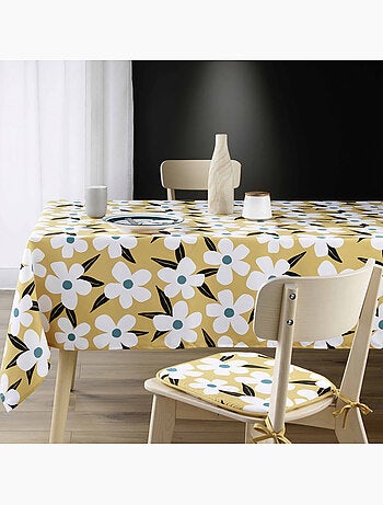 Nappe rectangle 140 x 240 cm microfibre imprimee darcy Jaune