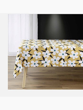 Nappe rectangle 140 x 240 cm microfibre imprimee darcy Jaune