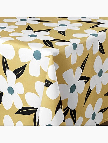 Nappe rectangle 140 x 240 cm microfibre imprimee darcy Jaune