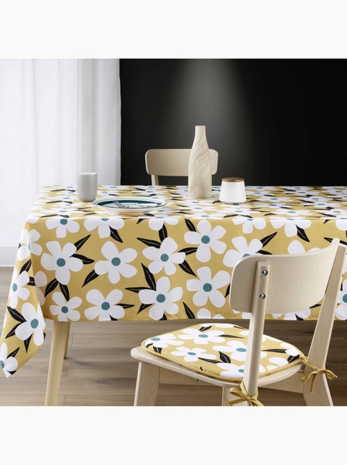 Nappe rectangle 140 x 240 cm microfibre imprimee darcy Jaune - Kiabi