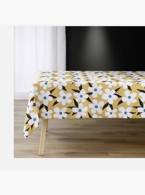 Nappe rectangle 140 x 240 cm microfibre imprimee darcy Jaune - Kiabi