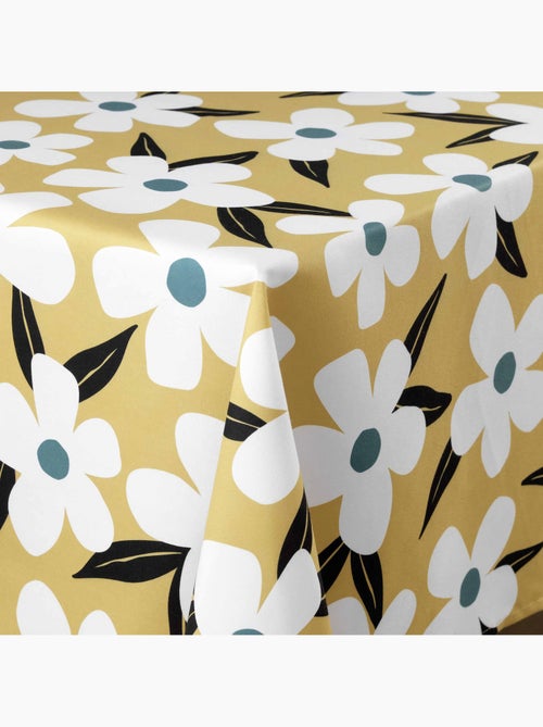 Nappe rectangle 140 x 240 cm microfibre imprimee darcy Jaune - Kiabi