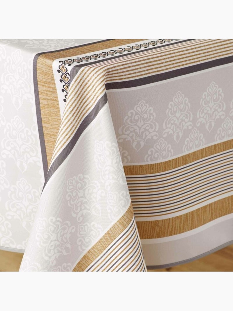 Nappe rectangle 150 x 240 cm polyester imprime Imperial Beige - Kiabi