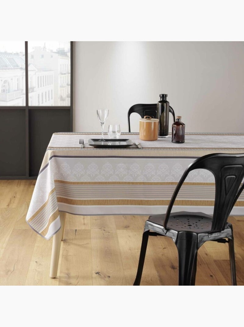 Nappe rectangle 150 x 240 cm polyester imprime Imperial Beige - Kiabi