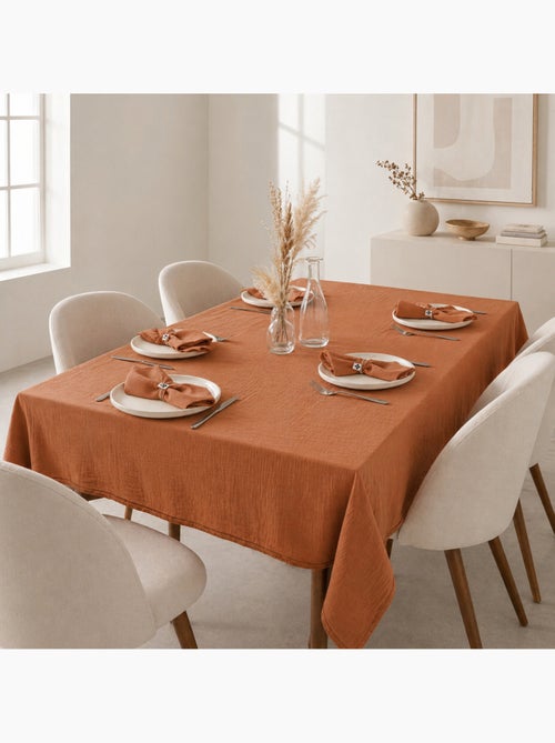 Nappe rectangle + 6 serviettes de table – Double gaze de coton GAÏA - Kiabi Nappe rectangle + 6 serviettes de table – Double gaze de coton GAÏA - Kiabi