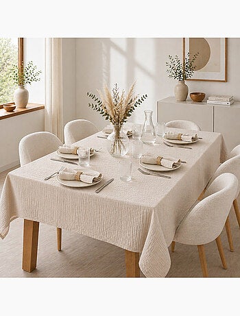 Nappe rectangle + 6 serviettes de table – Double gaze de coton GAÏA