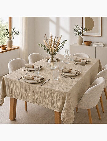 Nappe rectangle + 6 serviettes de table – double gaze de coton gaïa