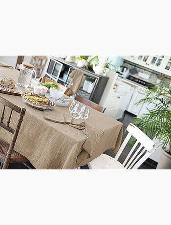 Nappe rectangle + 6 serviettes de table – double gaze de coton gaïa