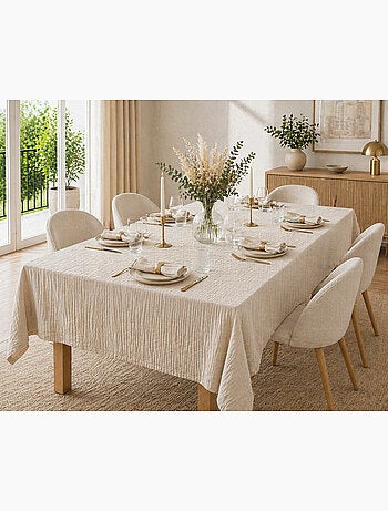 Nappe rectangle + 6 serviettes de table – Double gaze de coton GAÏA