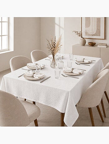 Nappe rectangle + 6 serviettes de table – Double gaze de coton GAÏA