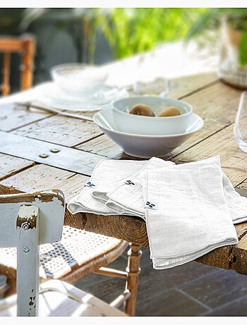 Nappe rectangle + 6 serviettes de table – Double gaze de coton GAÏA